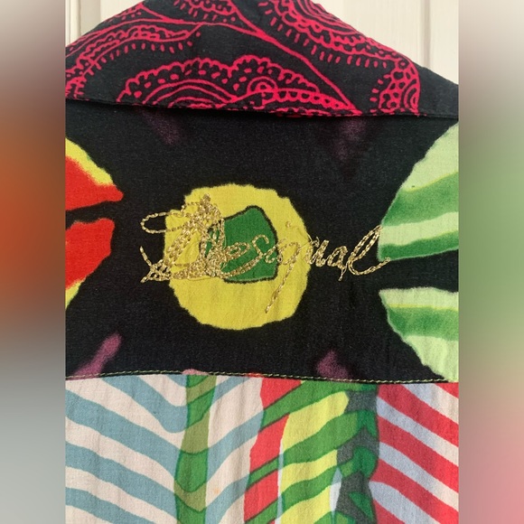 Desigual mixed pattern psychedelic button shirt - Picture 2 of 4